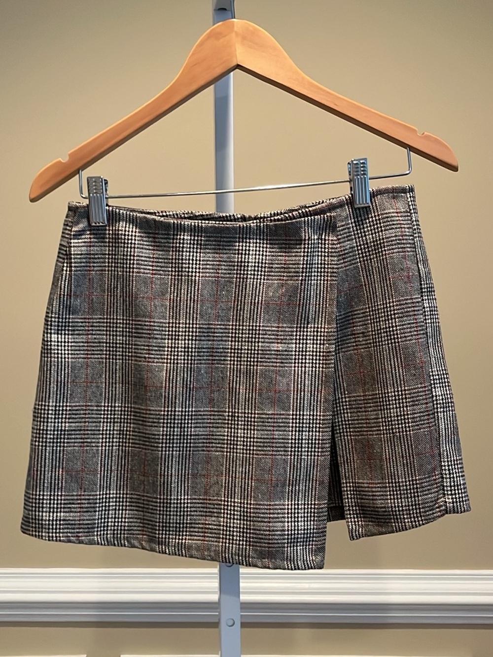Lea & Viola Gray Plaid Wrap Skirt Skort Size Small